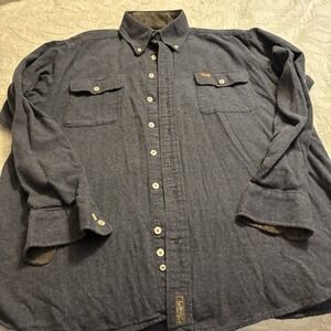 Southern‎ Marsh Men's Large, Long Sleeve Blue Flannel Front Pockets Duck Logo